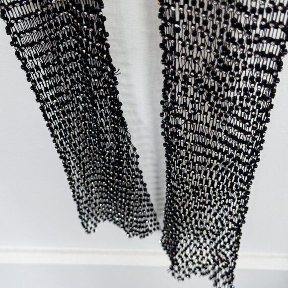 Women Crystal Mesh Black Pants Rhinestone See Through Fishnet Pants Festival - Picture 6 of 7